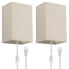 1-Light Square White Fabric LED Wall Sconce with Bulb (2-Pack) by Cedar Hill -Bella Depot || ULTRALAST GREEN Sales white fabric cedar hill wall sconces 418708 64 1000