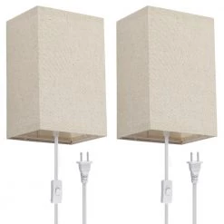 1-Light Square White Fabric LED Wall Sconce with Bulb (2-Pack) by Cedar Hill